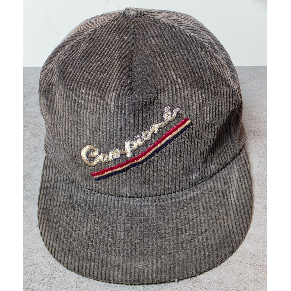 Vintage Swingster Campione Corduroy Snapback Hat Gray Made in USA Trucker Cap